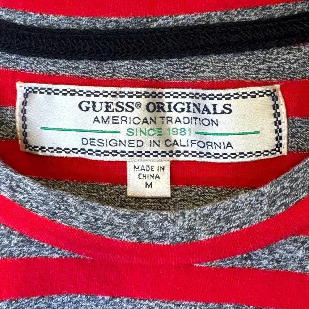 Guess Bold Stripes Embroidery Focal Point Short Sleeve Unisex Crewneck Tee Shirt - Picture 7 of 8